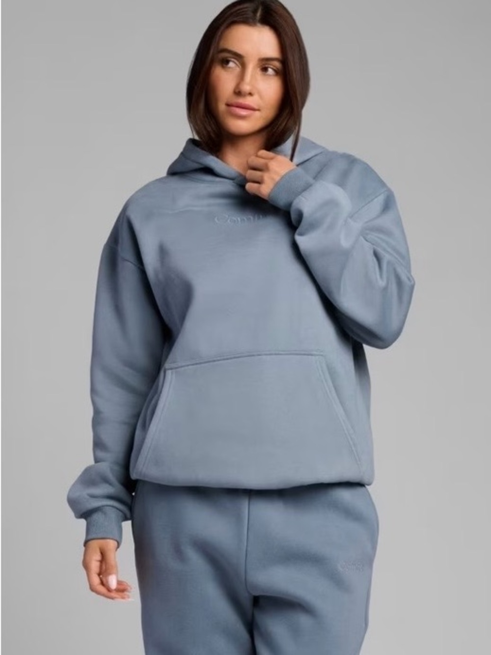 Women's Washed Blue Pullover Hoodie with Kangaroo Pocket
